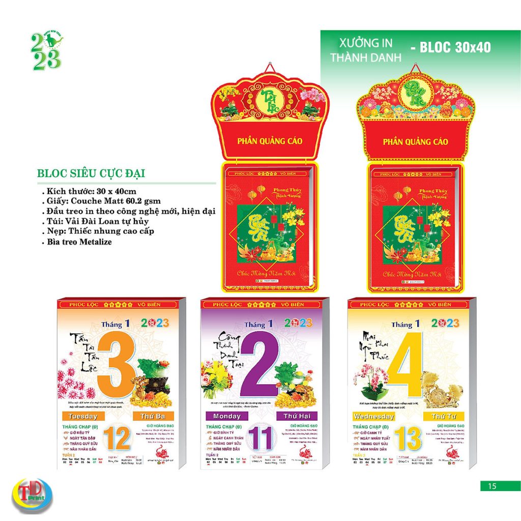In lịch tết giá rẻ tại Nghệ An
